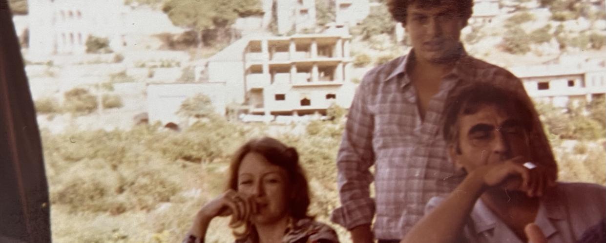 My father enjoying a family lunch with my grandmother and late grandfather in Jezzine a year before the war. My grandfather saved up to afford lunch in Jezzine: a few times each year, it was safe to go up there from Saida.  